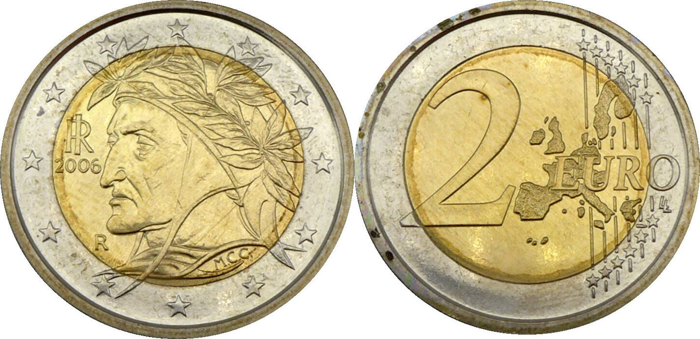 Italien 2 Euro 2006 Dante Alighieri 2 CH UNC BU MA Shops