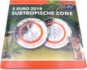 Bundesrepublik Deutschland / BRD 5 x 5 Euro + Gold 5 x 5€ Subtropische Zone im Folder mit Goldmedaille -