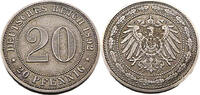 Kaiserreich 20 Pfennig 20 Pfennig, J.14, 1892 E -
