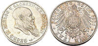 Kaiserreich Sachsen-Meiningen 2 Mark 1901 D 75. Geburtstag von Georg II. J.149 fast BU, leichte Patina,