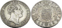 1 Thaler 1848 F Königreich Sachsen Standardumlaufmünze - 1 Thaler, Friedrich August II König von Sachsen ss/vz, Patina