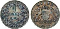 Baden 1 Kreuzer 1867 Friedrich I. 1852 - 1907 ss+ 5.20 £  +  7.37 £ shipping