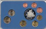Griechenland, Kursmünzensatz + Medaille 2002-2008, Euro Währungssatz, 9 Stück, Original-Verpackung, UNC.