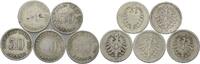 Kaiserreich, 50 Pfennig 1875 (2x), 1876 (2x) und 1877 (1x) Kleinmünzen, -