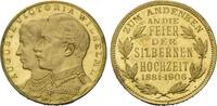 Brandenburg-Preussen, Vergoldete Bronzemedaille Wilhelm II., 1888-1918 - a.d. Silberhochzeit mit Auguste Victoria, -