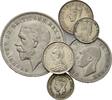 Großbritannien, Lot 6 Münzen, Georg V., 1910-1936, -