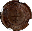 Malaysia 1/4 Cent Straits Settlements Edward VII Copper 1908  NGC MS62 SCARCE KM# 17 (038)