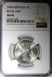 1954 Florin 1954 Australia Silver  NGC MS62 Royal Visit of Elizabeth II KM# 55 (020)