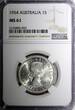 1954 Florin 1954 Australia Silver  Royal Visit of Elizabeth II NGC MS61 KM# 55 (003)