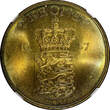 2 Kroner DENMARK Frederik IX Aluminum-Bronze 1957 C S  NGC MS65 Rainbow KM# 838.2