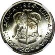 20 Cents SOUTH AFRICA Silver 1964  LAST YEAR TYPE NGC MS65 KM# 61 (024)