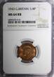 United Kingdom 1943 Farthing 1943 Great Britain George VI Bronze  NGC MS64 RB KM# 843 (16)