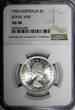 1954 Florin 1954 Australia Silver  Royal Visit of Elizabeth II NGC AU58 KM# 55 (040)