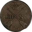 SWEDEN Adolf Frederick Copper 1767 2 Ore, S.M. Low Mintage-467,000 KM#461 (300) Uncertified