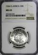 20 Cents SOUTH AFRICA Silver 1964  LAST YEAR TYPE NGC MS65 KM# 61 (049)