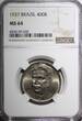 400 Reis BRAZIL Oswaldo Cruz Copper-Nickel 1937  NGC MS64 KM# 539 (030)