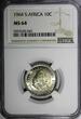 10 Cents South Africa Silver 1964  Jan van Riebeeck NGC MS64 GEM BU KM# 60 (043)