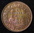 1/4 Anna India-British George V Bronze 1936 (B)  GEM BU Toned KM# 512 (27 727) Uncertified