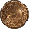 1/12 Anna 1932 India-British George V Bronze 1933 (C)  NGC MS64 RB KM# 509 (047)