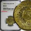 Finland 5 Markkaa Finland Brass 1950 H NGC MS63 1 GRADED HIGHEST KM# 31a (016) -