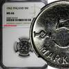 Finland 5 Markkaa Finland Nickel Plated Iron 1962 NGC MS66 BETTER DATE KM# 37a (019) -