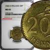 Finland 20 Penniä Finland Aluminium-Bronze 1965 S 20 Penniä NGC MS66 TOP GRADED KM# 47 (056) -