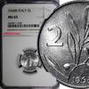 Italy 2 Lire Italy 1968 R NGC MS65 Mintage-100,000 SCARCE DATE TOP GRADED KM# 94 (029) -