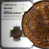 Italy 2 Centesimi Italy Vittorio Emanuele III 1903 R NGC MS64 RB NICE RED KM# 38 (37) -