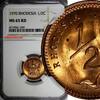 1/2 Cent Rhodesia Bronze 1970 NGC MS65 RD FULL RED KM# 9 (099) -