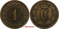 Denmark 1 Skilling Rigsmont 1871 Denmark Christian IX Bronze 1871  KEY D... 9.68 £  +  11.17 £ shipping