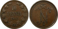 Finland 10 Penniä Finland Nicholas II Copper 1905 10 Penniä Mintage-500,000 KM# 14 (20 894) -