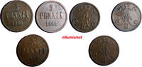 Finland 5 Pennia Finland Russia Alexander II LOT of 3 COINS 1866 and 1867 KM# 4.1 (681) -