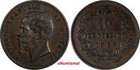 Italy 10 Centesimi Italy Vittorio Emanuele II Copper 1863 Paris Mint XF KM# 11.2 (326) -
