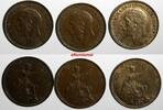 United Kingdom Great Britain George V Bronze LOT OF 3 COINS 1929-  KM# 825 (14 178) 1934 Farthing 1929-1934 Uncertified