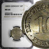 10 Pfennig 1889 Germany Germany - Empire Wilhelm I Copper-Nickel 1889 D   NGC MS64 KM# 4 (002) NGC MS64 KM