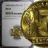 Argentina 5 Centavos 1944 ARGENTINA Aluminum-Bronze 1944  NGC MS64 GEM B... 44.68 £  +  11.17 £ shipping