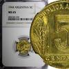 Argentina 5 Centavos 1944 ARGENTINA Aluminum-Bronze 1944  NGC MS65 TOP G... 55.85 £  +  11.17 £ shipping