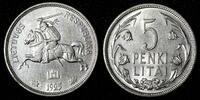 Lithuania 5 Litai Lithuania Silver 1925 One Year Type. aUNC KM# 78 (27 843) -