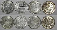 10 KOPECKS 1915,1916 RUSSIA Nicholas II Silver LOT OF 4 COINS 1915 ,1916  aUNC Y# 20a.3 (8)