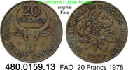 Madagaskar 20 Francs *12 KM12 FAO Zebukopf . 480.0159.13 -