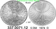 Germany BRD 5 DM 1974D Kursmünze Silber J.387 . 337.0071.12 vz-unc 8.45 £  +  41.40 £ shipping