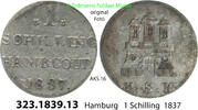 Altdeutschland Hamburg 1 Schilling AKS 16 . 323.1839.13 -