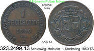 Schleswig-Holstein 1 Sechsling 1850 Friedrich VI.1808-1839 . 323.2499.13 ss 8.67 £  +  41.40 £ shipping
