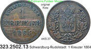 Schwarzburg-Rudolstadt 1 Kreuzer 1864 Friedrich Günther 1807-1867 . 323.... 2.60 £  +  41.40 £ shipping