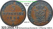 Schwarzburg-Sondershausen 3 Pfennig 1846 A Günther Friedrich Carl 1835-1... 4.33 £  +  41.40 £ shipping