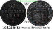 Waldeck 3 Pfennige 1867 B Georg Victor 1852-1893 . 323.2516.13 ss 7.80 £  +  41.40 £ shipping