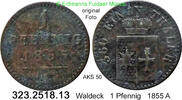 Waldeck 1 Pfennig 1855 A Georg Victor 1852-1893 . 323.2518.13 s/ss 2.60 £  +  41.40 £ shipping