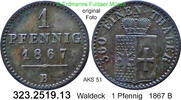 Waldeck 1 Pfennig 1867 B Georg Victor 1852-1893 . 323.2519.13 ss 4.33 £  +  41.40 £ shipping
