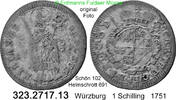 Würzburg Bistum Schilling 1751 Karl Philipp von Greiffenclau zu Vollrath... 10.40 £  +  41.40 £ shipping