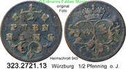 Würzburg Bistum 1/2 Pfennig o. J. Adam Friedrich von Seinsheim 1755-1779... 3.47 £  +  41.40 £ shipping
